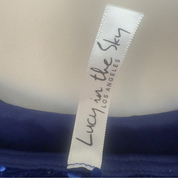 Lucy in the Sky Cobalt Blue Sequin Juliette Mini Dress Size Large - Picture 3 of 12